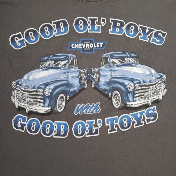 Vintage Y2K Chevrolet Good Ol Boys Size Medium Mens Gray Pickup Truck T-Shirt - Picture 3 of 6